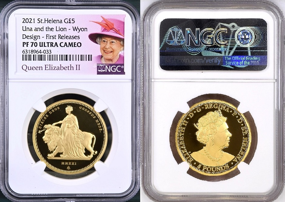 1ポンド直径【特価】2021　ウナとライオン　カラー　ミスティックフォレスト　銀貨　コイン