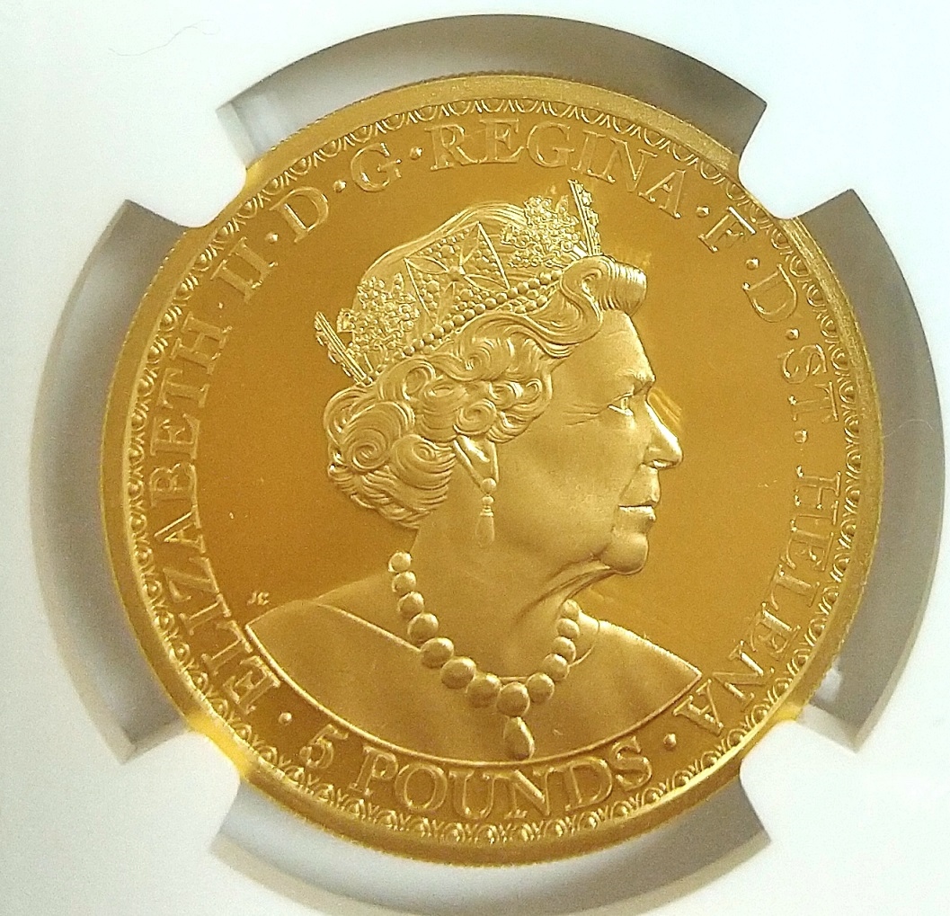 Antique Coin ALE アンティークコイン エーエルイー 日本最大級の品揃え 国内最安値 ゴシッククラウン ウナとライオン スリーグレイセス  取扱店 2022年 セントヘレナ ウナとライオン 5ポンド 1オンス 1oz プルーフ 金貨 NGC PF70 ULTRA CAMEO 女王ラベル