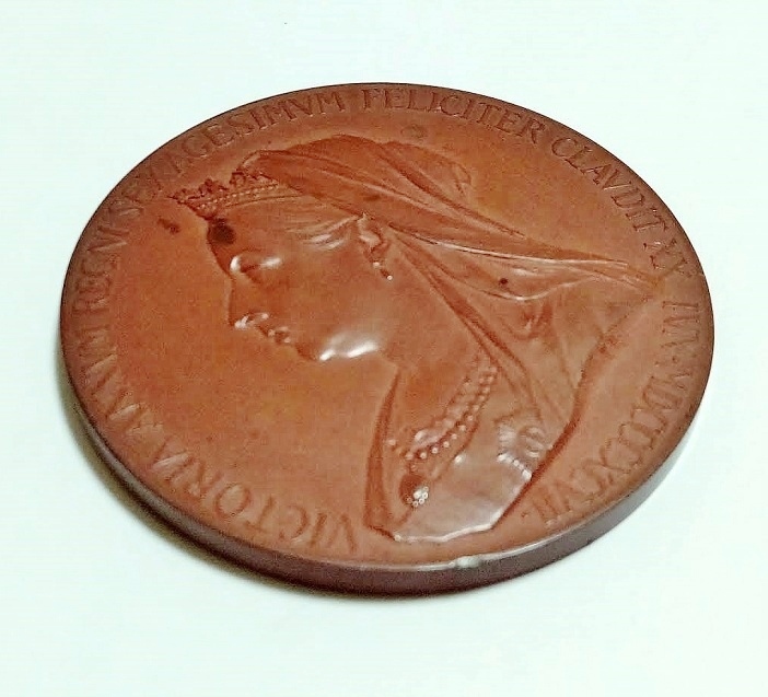 ⑦大型記念メダル 55mm 1897年 ヴィクトリア女王ダイヤモンドジュビリー銅-