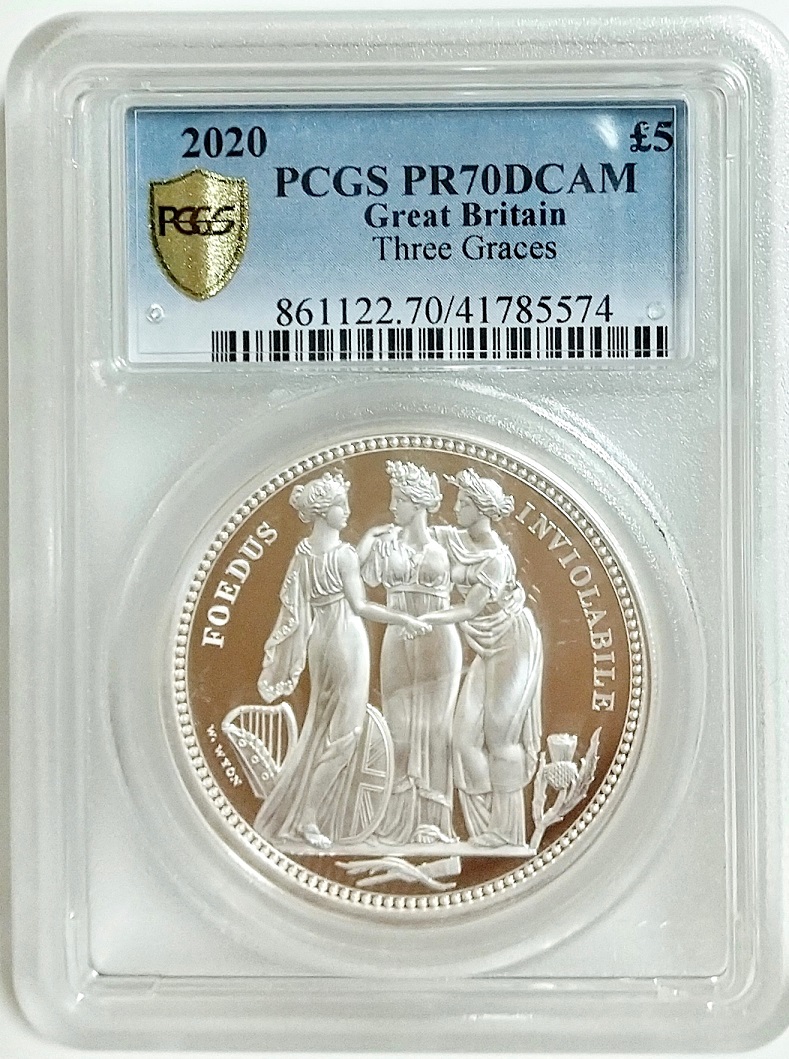 特価！2020年銀貨スリーグレイセス オルダニー2oz 5￡  PR70DCAM