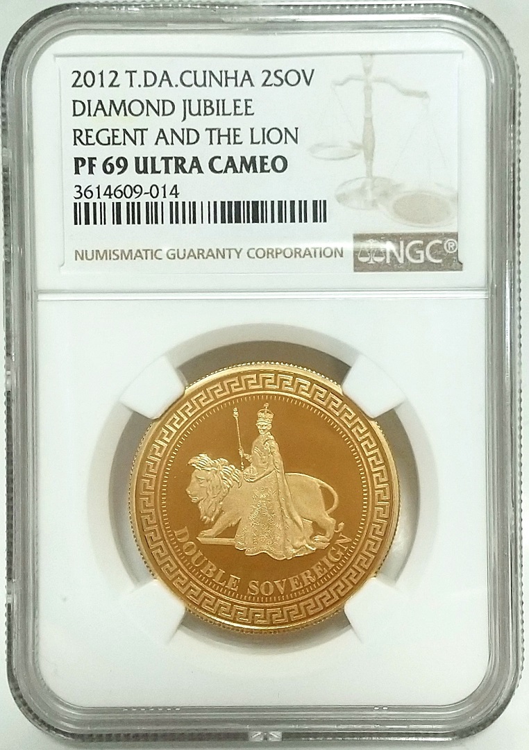 2012年 イギリス領 トリスタンダクーニャ島 TDC エリザベス2世 ウナとライオン 2ソブリン プルーフ 金貨 NGC PF69 ULTRA  CAMEO 2SOV