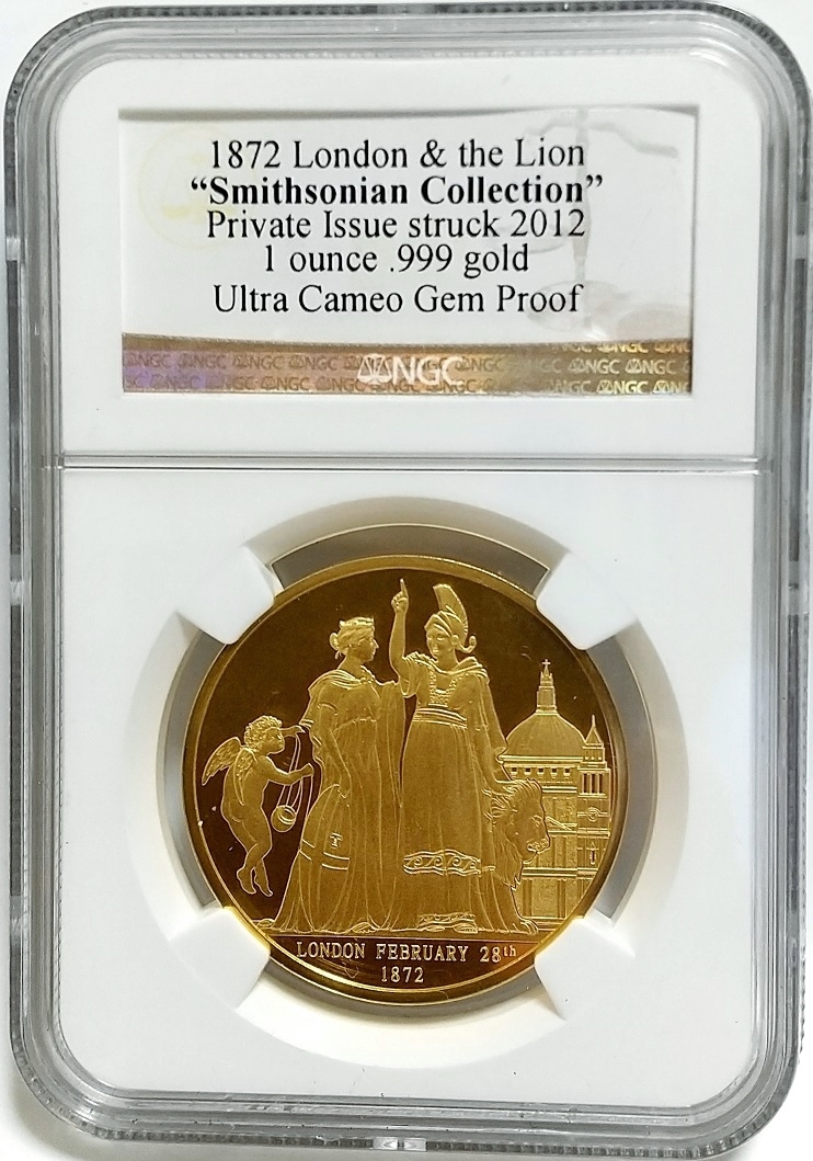 限定500枚 2012年 英国 イギリス ロンドン＆ライオン スミソニアンコレクション 1オンス プルーフ 金貨 金メダル NGC ULTRA  CAMEO GEM PROOF