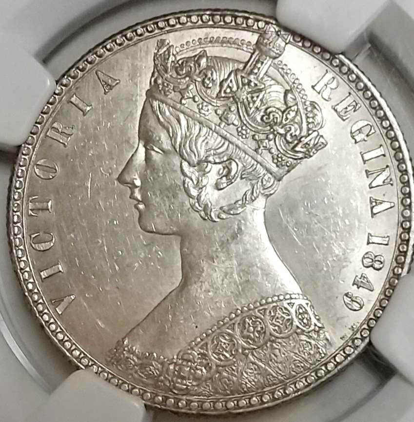 アイボリー×レッド 銀貨 イギリス 1887年 ビクトリア女王 シリング 好