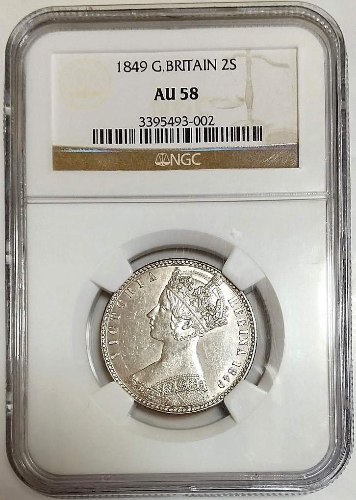 『NGC MS62PL』イギリスヴィクトリア女王2フローリン銀貨(1887年)