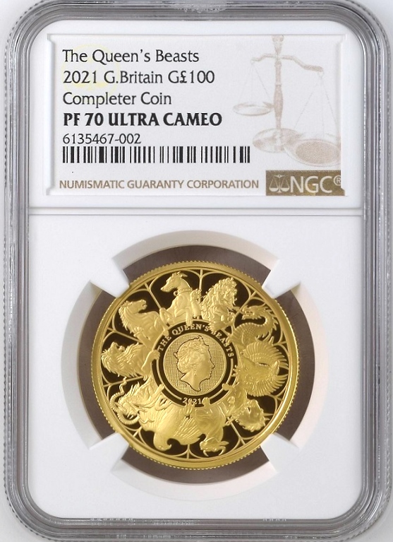 2020年イギリス クイーンズビースト ホワイトライオン NGC PF70 金貨 ...