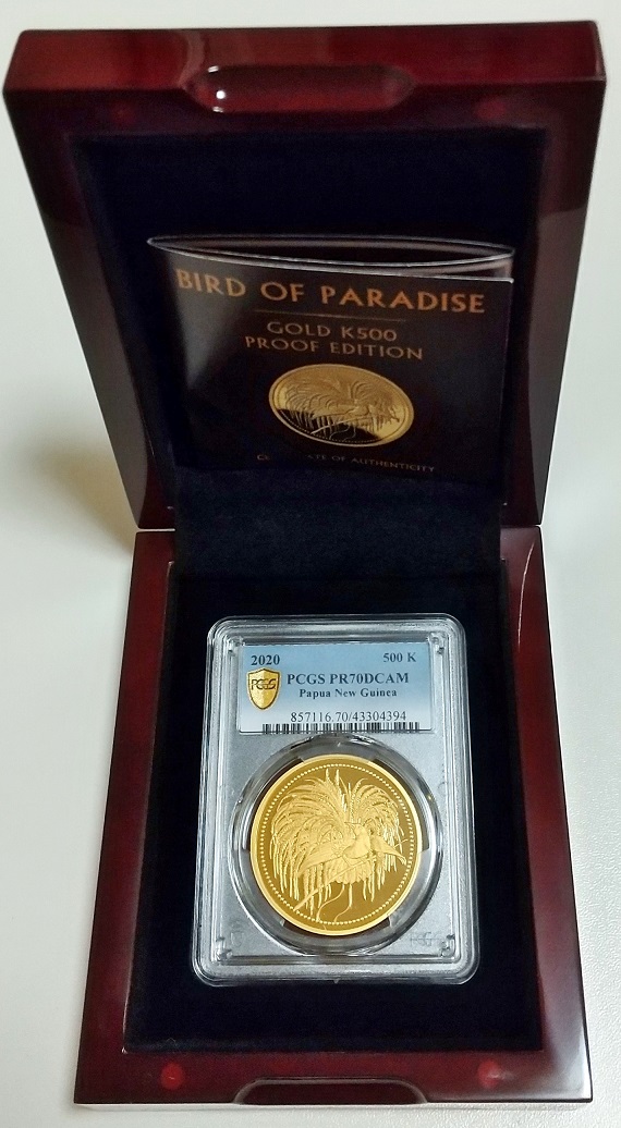 Antique Coin ALE アンティークコイン エーエルイー 日本最大級の品揃え 国内最安値 ゴシッククラウン ウナとライオン スリーグレイセス  取扱店 限定400枚 2020年 パプアニューギニア 極楽鳥 500キナ 1オンス プルーフ金貨 PCGS PR70 DCAM