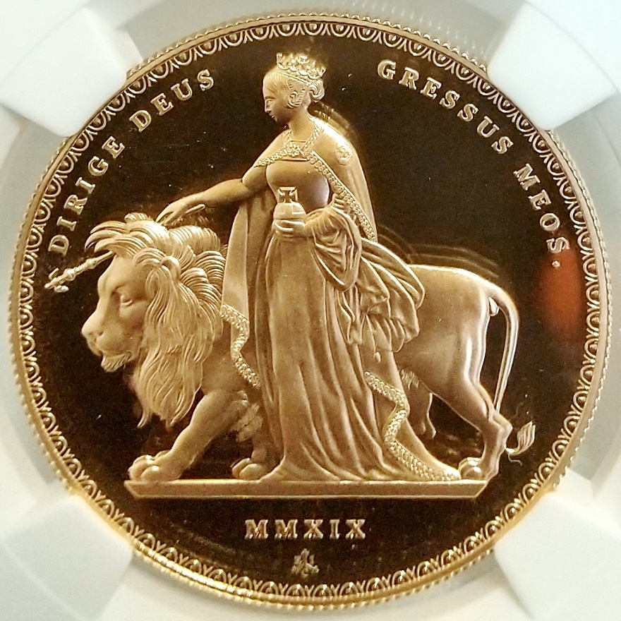 Antique Coin ALE アンティークコイン エーエルイー 日本最大級の品揃え 国内最安値 ゴシッククラウン ウナとライオン スリーグレイセス  取扱店 準最高鑑定 限定200枚 2019年 セントヘレナ ウナとライオン 5ソブリン 5ポンド プルーフ 金貨 NGC PF69 UC 東インド社